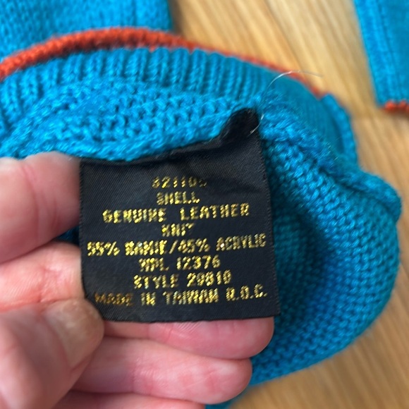 Vtg Pioneer Wear Sweater Suede Fringe Turquoise 70s Size Large - Picture 6 of 6